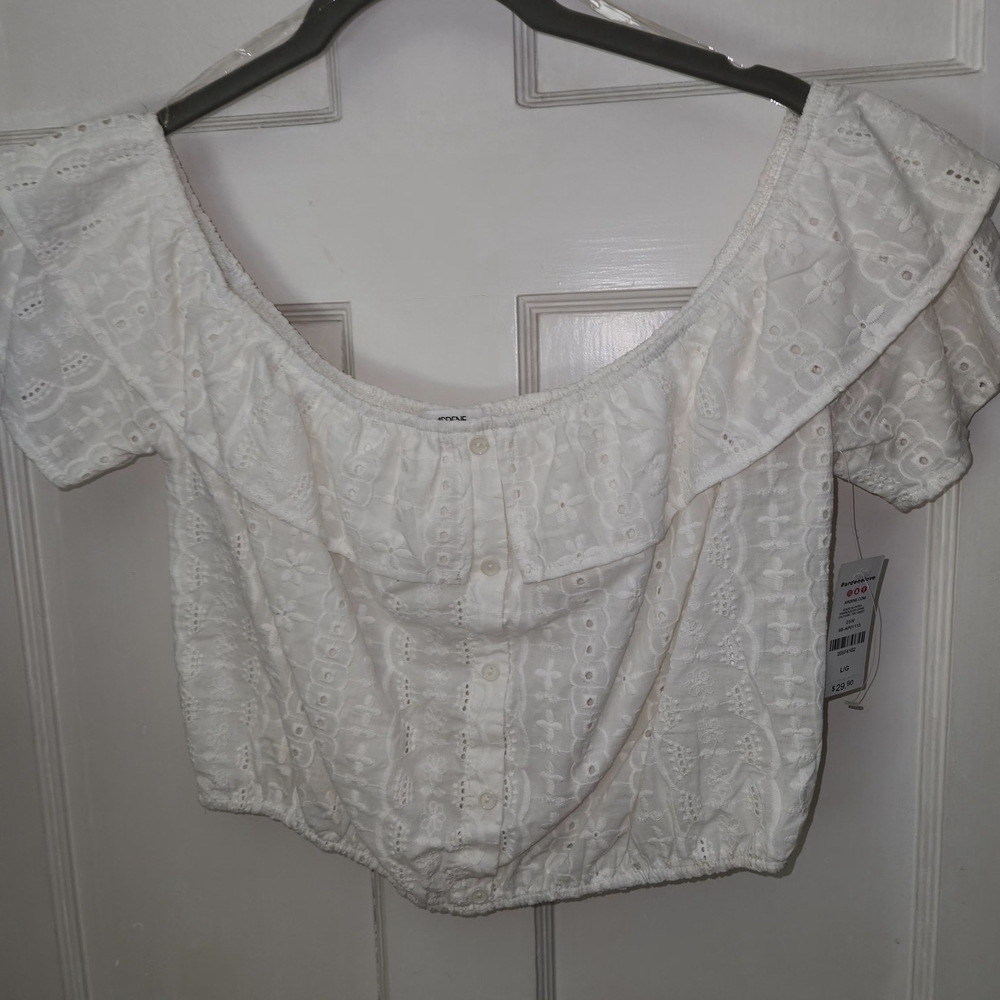 Ardene White Eyelet Off-Shoulder Blouse
